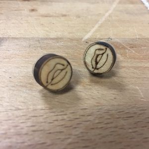 Wood lip earrings